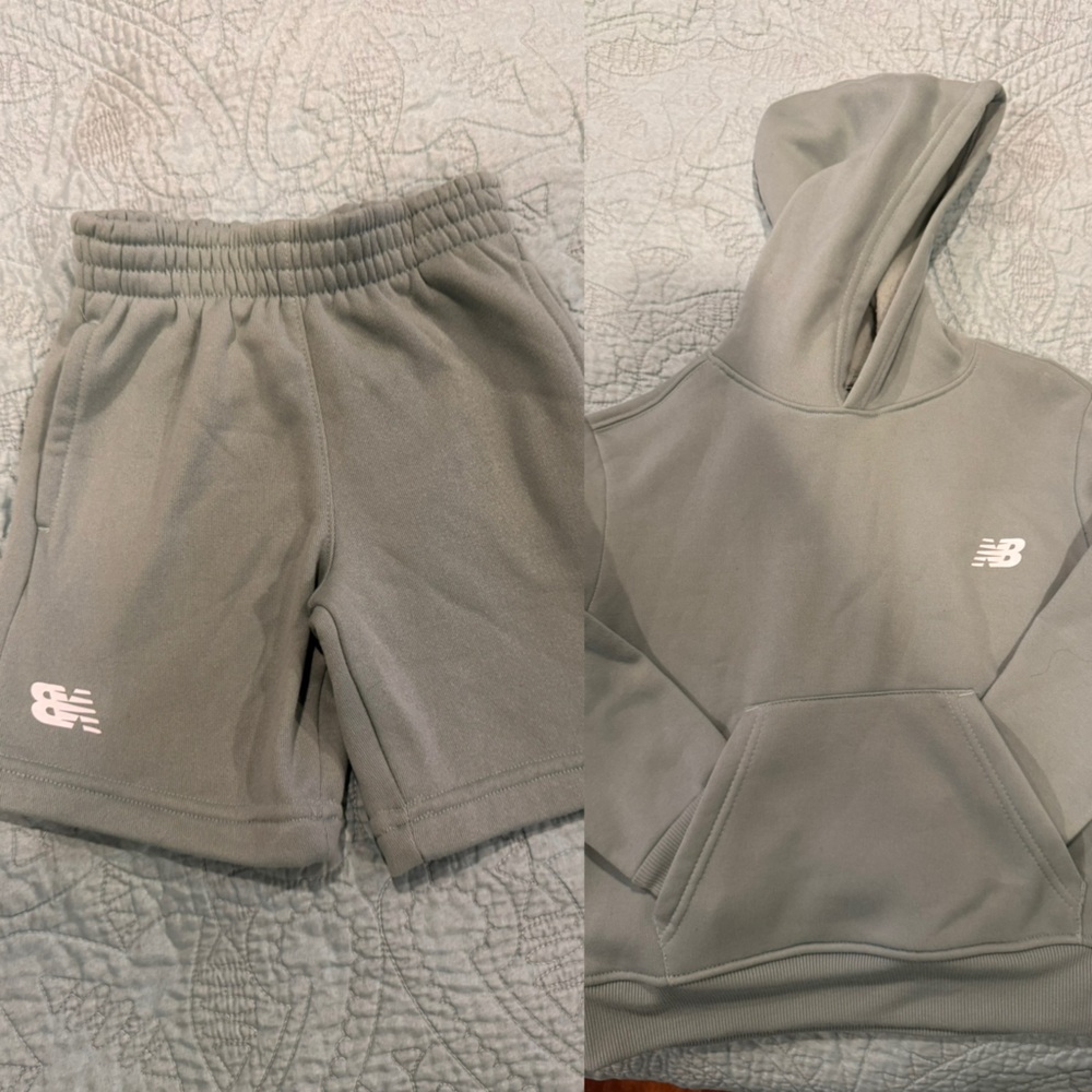 New Balance Kids Hoodie + Shorts Set Size 5/6 Sage Green